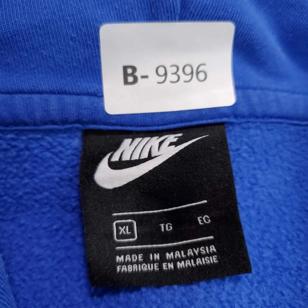 Nike‎ Air Men Sweatshirt XL Blue Hoodie Logo Spellout Embroidered Full Zip Y2K